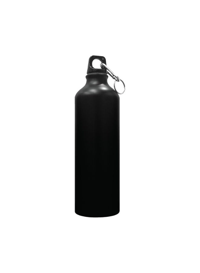 Aluminium Sports Water Bottle with Carabiner Clip, 500ml, Black - Image 1