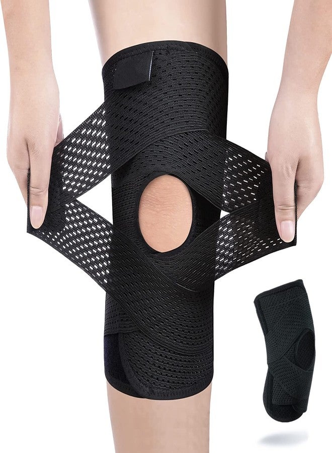 KimDaro Knee Brace for Knee Pain, Compression Knee Support with Side Stabilizers for Women and Men, Knee Pad for Meniscus Tear Relief,Running, Workout (Black，L) - Image 1
