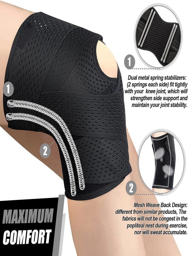 KimDaro Knee Brace for Knee Pain, Compression Knee Support with Side Stabilizers for Women and Men, Knee Pad for Meniscus Tear Relief,Running, Workout (Black，L) - Image 2