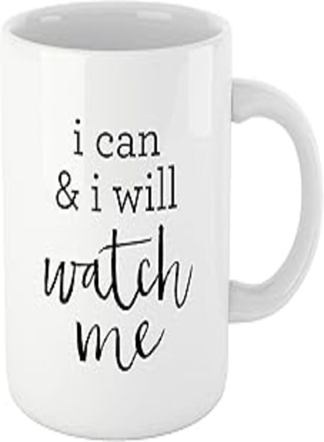 Folio Book Lovers Reading Mug, BW Quote - I CAN AND I WILL WATCH ME MUG - Bookworm Gifts, Funny Bookish Coffee Mug, Reader Gift, Teacher Gift!