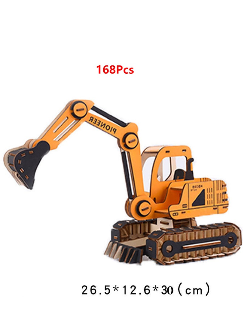 Children's Educational 3D Wooden Model Self-assembly Handmade Puzzle Toy (Excavator 168Pcs) - Image 2