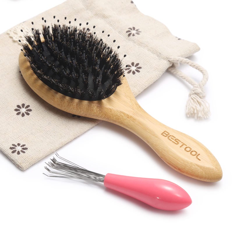BESTOOL Hair Brush, Mini Hairbrush for Traveling Small Hair Brushes for Women men Kid, Boar & Nylon Bristle Brush for Wet/Dry Hair to Detangle and Enhance Shine & Health(Small) - Image 1