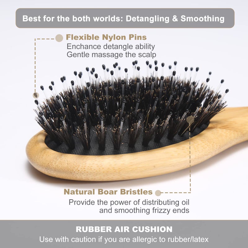 BESTOOL Hair Brush, Mini Hairbrush for Traveling Small Hair Brushes for Women men Kid, Boar & Nylon Bristle Brush for Wet/Dry Hair to Detangle and Enhance Shine & Health(Small) - Image 3