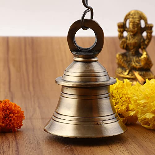 UAPAN Brass Decorative Wall Hanging Bell with Chain & Hook (Pack of 1 Nos) - Image 3