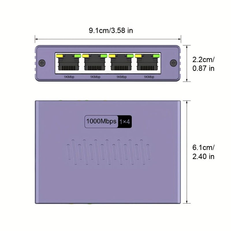 1 إلى 4 موزع إيثرنت جيجابت 1000 ميجابت في الثانية، موسع كابل شبكة RJ45 - Image 1