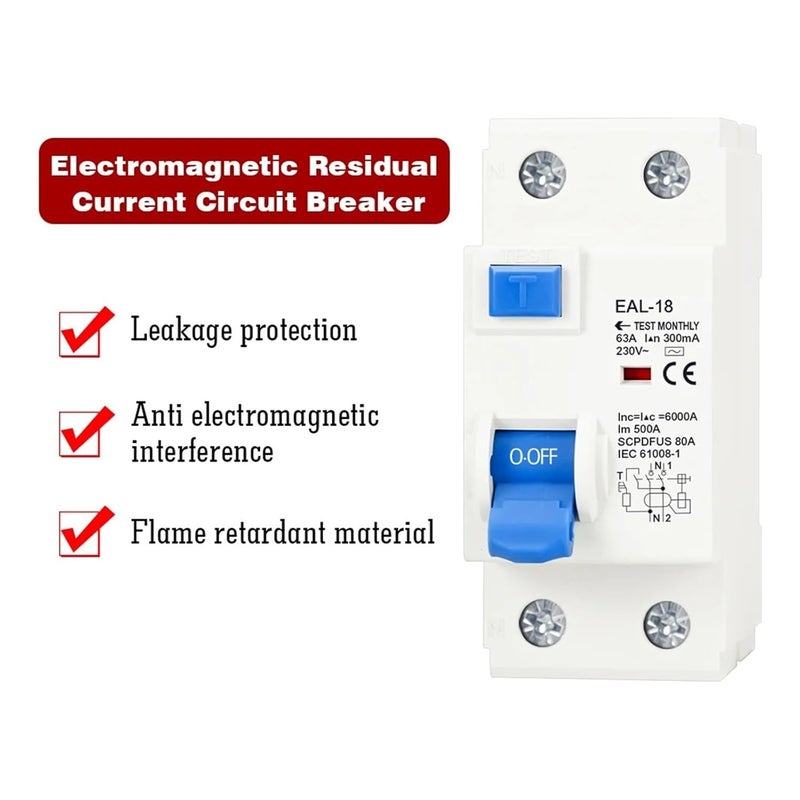 Electromagnetic Residual Current Circuit Breaker RCCB 2P 4P 6A 30mA 100mA 300mA 4P 40A - Image 4