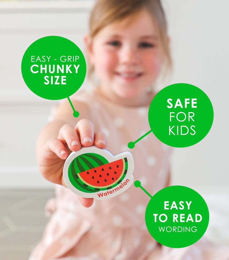 Curious Columbus مغناطيس الثلاجة الفضولية لكولومبوس للأطفال الصغار - التعلم المغناطيسي للأطفال الصغار - مجموعة من 52 مغناطيس للأطفال الصغار تشمل 26 قطعة طعام كبيرة من الفوم و26 قطعة من حروف الأبجدية ABC. متعة مغناطيس الثلاجة للأطفال. - Image 2