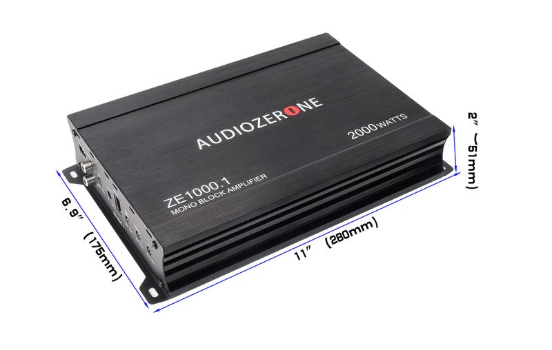 AUDIOZERONE Car Audio Amplifier ZE1000.1 2000W Monoblock Class D MOSFET Subwoofer Audio, 1-4 Ohm Stable, Low Pass Crossover, Mosfet Power Supply, Stereo - Image 3