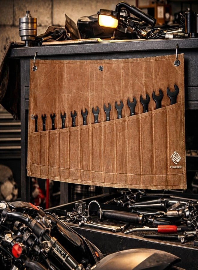 ironcube Tool and Wrench Set Roll with 12 Pockets (Brown) - Image 5