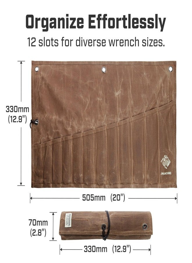 ironcube Tool and Wrench Set Roll with 12 Pockets (Brown) - Image 2