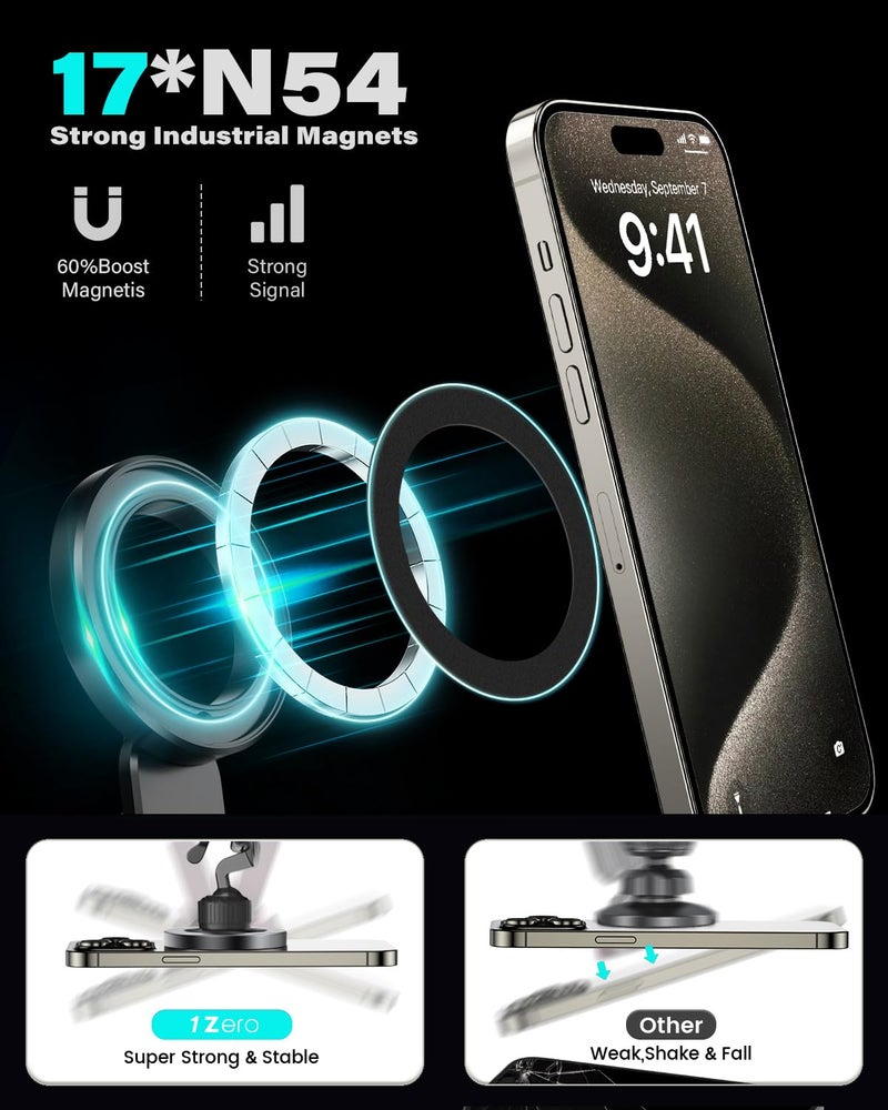 1Zero for Magsafe CD Phone Holder for Car [17 Strong Magnets] Magnetic CD Player Phone Mount, Hollow Socket CD Slot Phone Mount for iPhone 17 16 15 14 13 12 Series Pop Grip Ring Holder Magsafe Case - Image 4