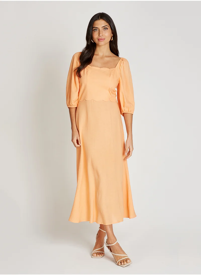 Little Mistress Square Neck Puff Sleeve Maxi Dress