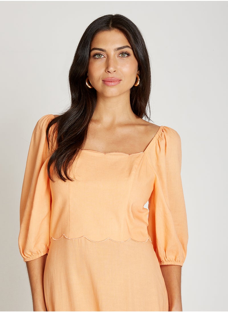 Little Mistress Square Neck Puff Sleeve Maxi Dress  - Image 3