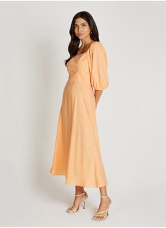 Little Mistress Square Neck Puff Sleeve Maxi Dress  - Image 4
