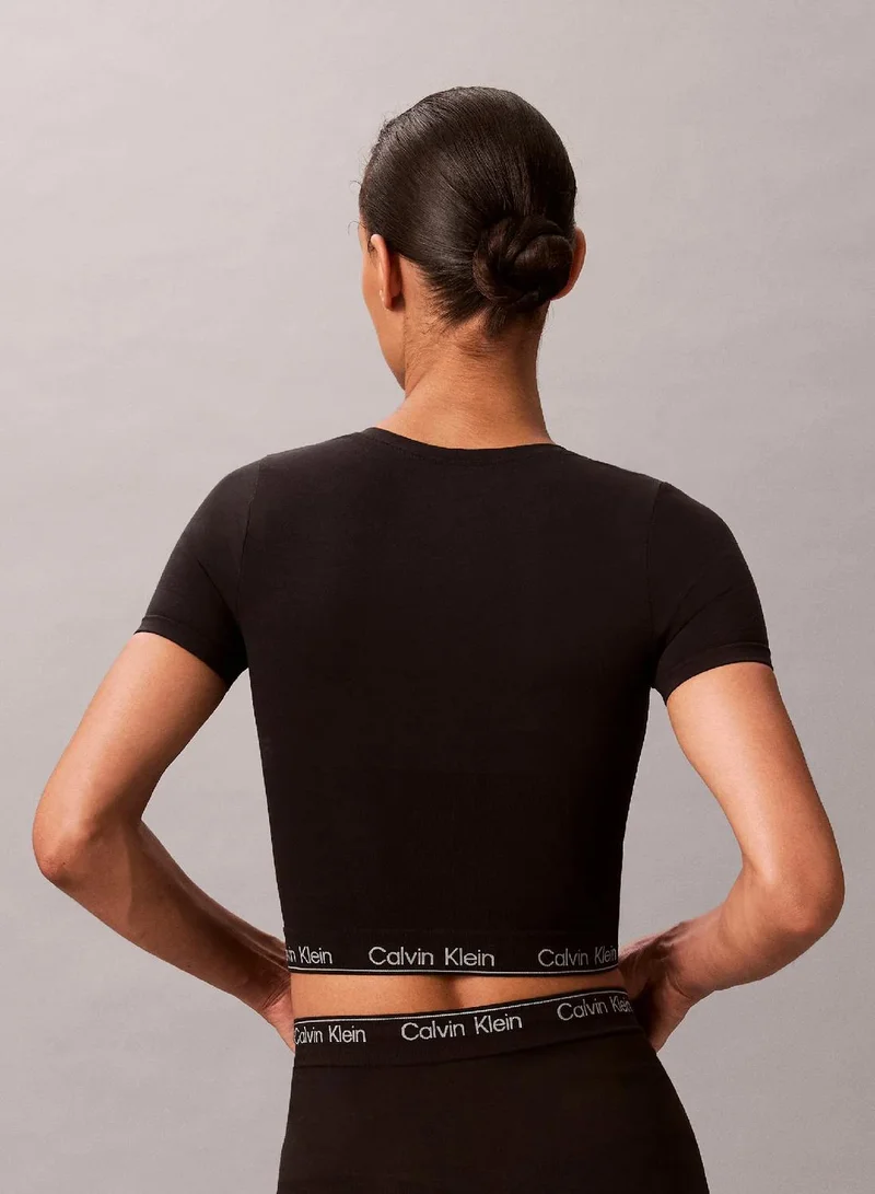 Calvin Klein black Shapewear Short Sleeve Top - Icon for Women | Best Price UAE