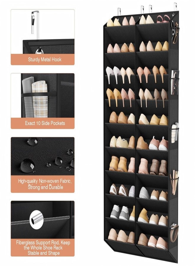 LANTEFUL Over the Door Shoe Organizer, Hanging Shoe Rack for Closet Door Shoe Storage for 30 Pairs Sneaker and Boots, Large Shoe Holder for Door with 10 Side Pockets, Space Saving, Black - Image 5