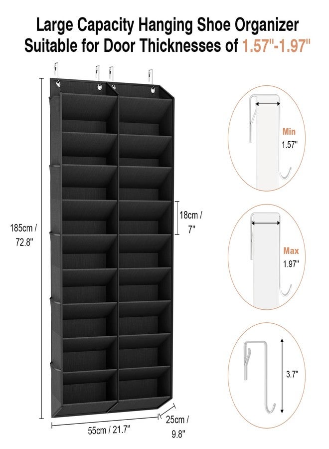 LANTEFUL Over the Door Shoe Organizer, Hanging Shoe Rack for Closet Door Shoe Storage for 30 Pairs Sneaker and Boots, Large Shoe Holder for Door with 10 Side Pockets, Space Saving, Black - Image 3