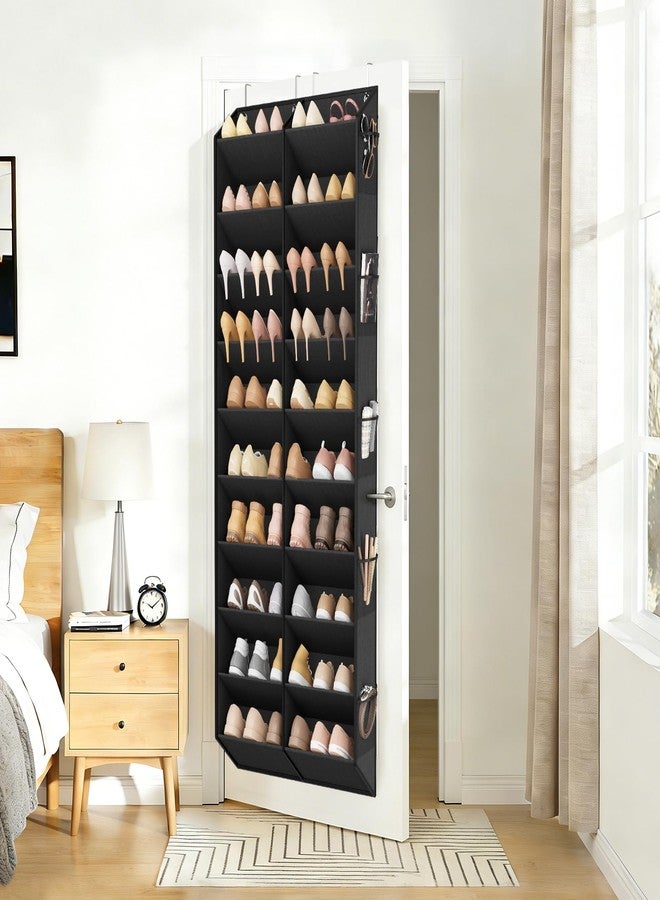 LANTEFUL Over the Door Shoe Organizer, Hanging Shoe Rack for Closet Door Shoe Storage for 30 Pairs Sneaker and Boots, Large Shoe Holder for Door with 10 Side Pockets, Space Saving, Black - Image 2