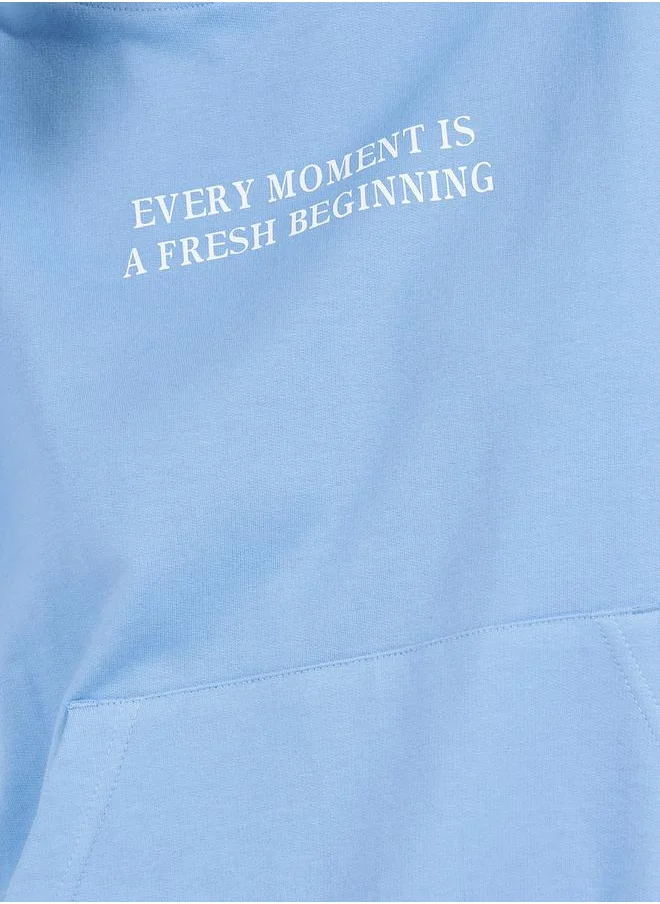 Styli Oversized Regular Length Slogan Print Hoodie