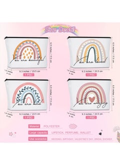 Saintrygo Rainbow Cosmetic Bag 4 Pieces Inspirational Quotes Canvas Cosmetic Bags Bulk You Are Amazing Loved Beautiful Kind Makeup Bag Personalized Purse Pouch for Women Girl Teacher Gift(Fresh)  - Image 2