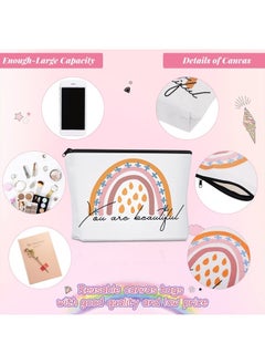 Saintrygo Rainbow Cosmetic Bag 4 Pieces Inspirational Quotes Canvas Cosmetic Bags Bulk You Are Amazing Loved Beautiful Kind Makeup Bag Personalized Purse Pouch for Women Girl Teacher Gift(Fresh)  - Image 5