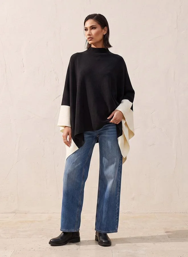 Splash FAV Smart Panelled Poncho with High Neck