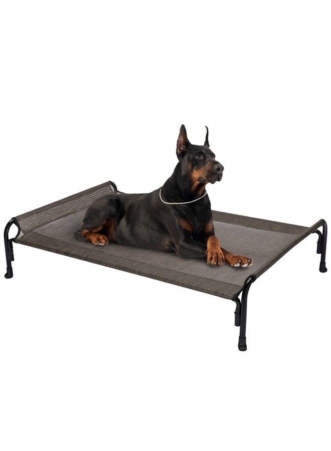 Veehoo Elevated Dog Bed, Outdoor Raised Dog Cots Bed for Large Dogs, Cooling Camping Elevated Pet Bed with Slope Headrest for Indoor and Outdoor, Washable Breathable, X-Large, Brown, CWC2204  - Image 1