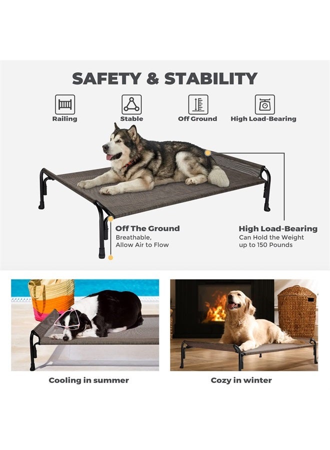 Veehoo Elevated Dog Bed, Outdoor Raised Dog Cots Bed for Large Dogs, Cooling Camping Elevated Pet Bed with Slope Headrest for Indoor and Outdoor, Washable Breathable, X-Large, Brown, CWC2204  - Image 5