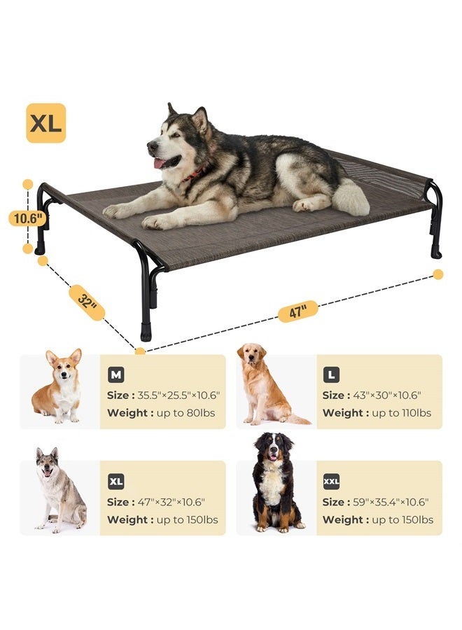 Veehoo Elevated Dog Bed, Outdoor Raised Dog Cots Bed for Large Dogs, Cooling Camping Elevated Pet Bed with Slope Headrest for Indoor and Outdoor, Washable Breathable, X-Large, Brown, CWC2204  - Image 3