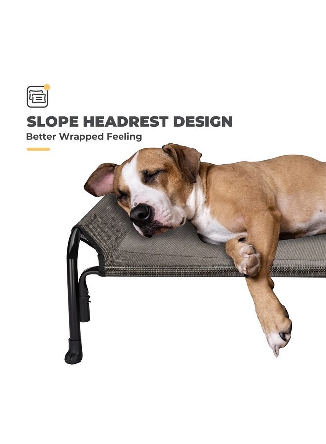 Veehoo Elevated Dog Bed, Outdoor Raised Dog Cots Bed for Large Dogs, Cooling Camping Elevated Pet Bed with Slope Headrest for Indoor and Outdoor, Washable Breathable, X-Large, Brown, CWC2204  - Image 2
