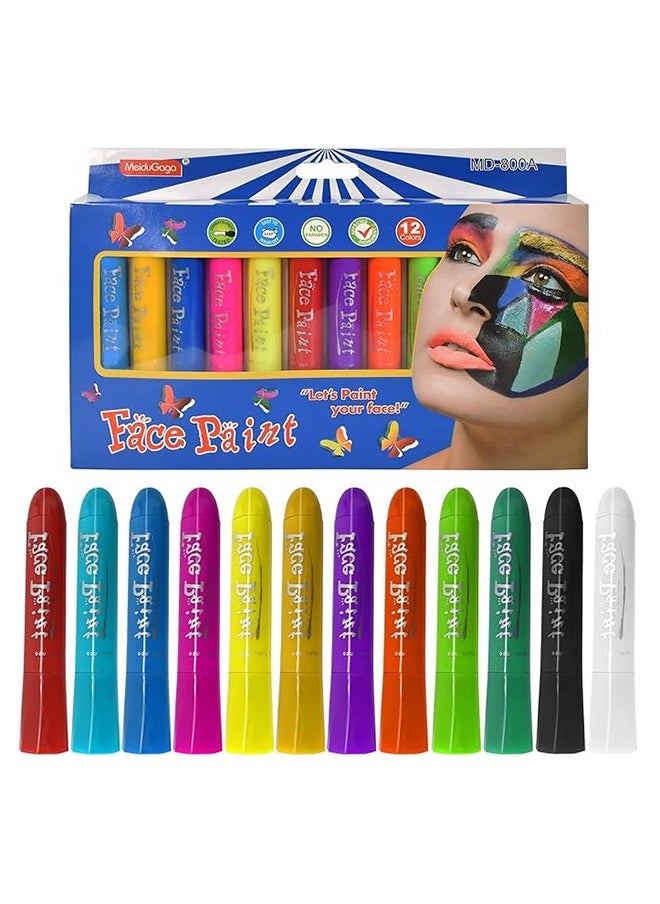 Generic - Face Paint Crayons, 12 Colors Face Paints for Children Halloween Make Up Set, Washable Make Up Set Body Painting for Boys Girls, Non-Toxic, Party Cosplay Face Paint Crayons for Ages 3+ - Image 1