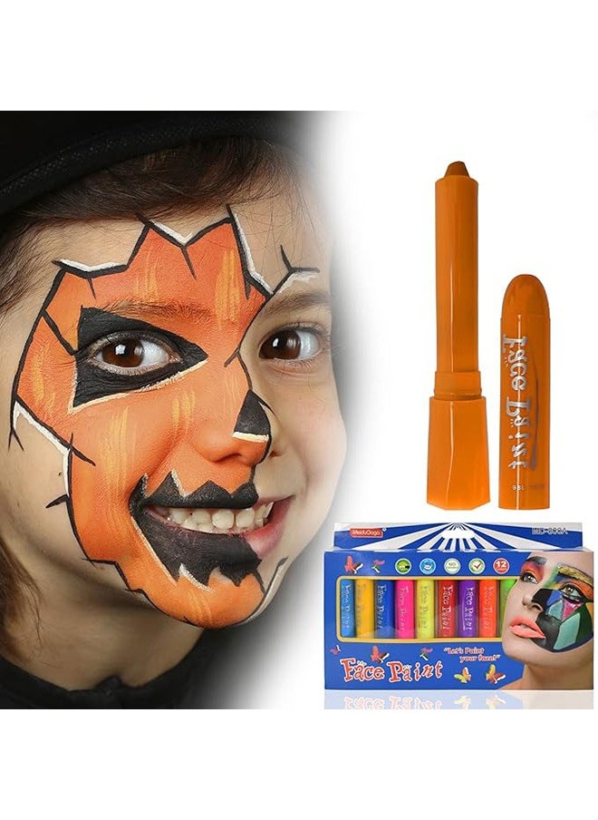 Generic - Face Paint Crayons, 12 Colors Face Paints for Children Halloween Make Up Set, Washable Make Up Set Body Painting for Boys Girls, Non-Toxic, Party Cosplay Face Paint Crayons for Ages 3+ - Image 1