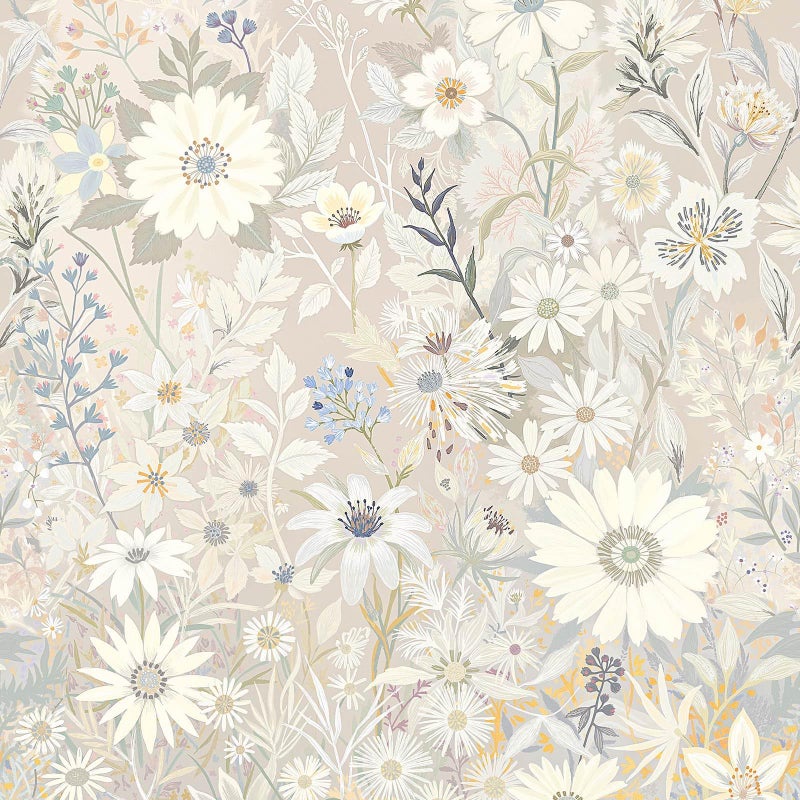 Vintique Wallpaper Peel and Stick Floral Wall Paper Removable Waterproof Gray/Yellow/Blue Contact Paper for Bedroom, Bathroom, Home Wall 17.3" x 236.3" - Image 1