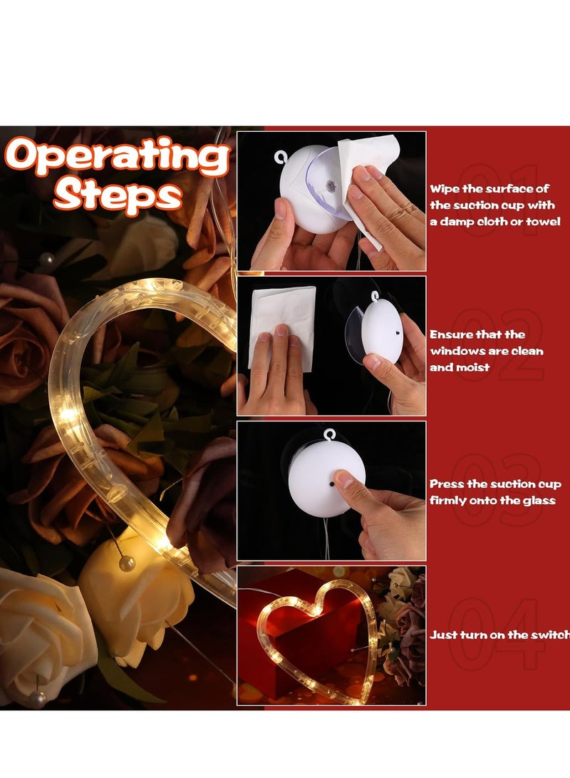 SYOSI 5 Pack Valentine's Day Window Lights Decorations LED Heart-Shaped Hanging Silhouette Light with Suction Cup and Hook Battery Operated LED Curtain Lights for Indoor Home Office Bedroom Wall Glass - Image 3
