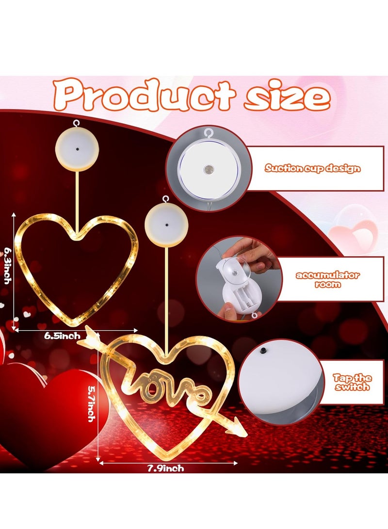 SYOSI 5 Pack Valentine's Day Window Lights Decorations LED Heart-Shaped Hanging Silhouette Light with Suction Cup and Hook Battery Operated LED Curtain Lights for Indoor Home Office Bedroom Wall Glass - Image 5