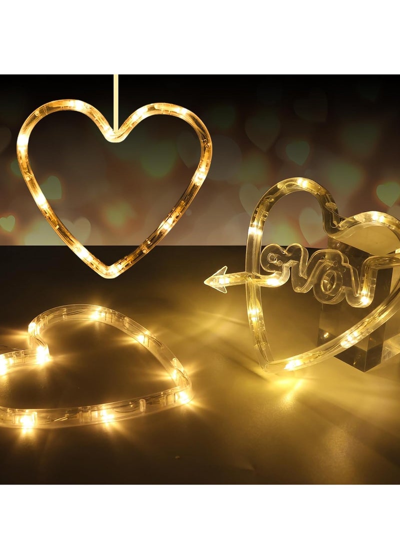 SYOSI 5 Pack Valentine's Day Window Lights Decorations LED Heart-Shaped Hanging Silhouette Light with Suction Cup and Hook Battery Operated LED Curtain Lights for Indoor Home Office Bedroom Wall Glass - Image 4