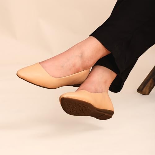 YUKI Comfortable Slip-On Belly Flats Stylish, Lightweight, Casual & Formal Wear Belly for Women Beige - Image 2