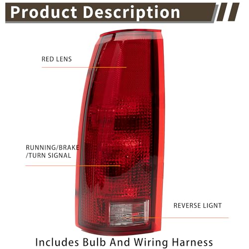MiKaFex Tail Light Assembly Compatible With Chevy GMC C/K Truck 1988-1998, 1995-2000 Tahoe, 1992-2000 Yukon, 1992-1999 Suburban, 1992-1994 Blazer, w/Circuit Board, Driver and Passenger Side Rear Brake Lamps - Image 2