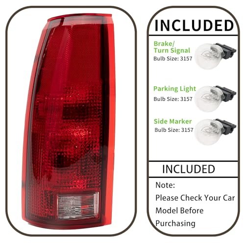 MiKaFex Tail Light Assembly Compatible With Chevy GMC C/K Truck 1988-1998, 1995-2000 Tahoe, 1992-2000 Yukon, 1992-1999 Suburban, 1992-1994 Blazer, w/Circuit Board, Driver and Passenger Side Rear Brake Lamps - Image 5