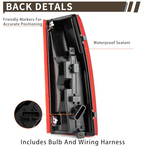 MiKaFex Tail Light Assembly Compatible With Chevy GMC C/K Truck 1988-1998, 1995-2000 Tahoe, 1992-2000 Yukon, 1992-1999 Suburban, 1992-1994 Blazer, w/Circuit Board, Driver and Passenger Side Rear Brake Lamps - Image 3