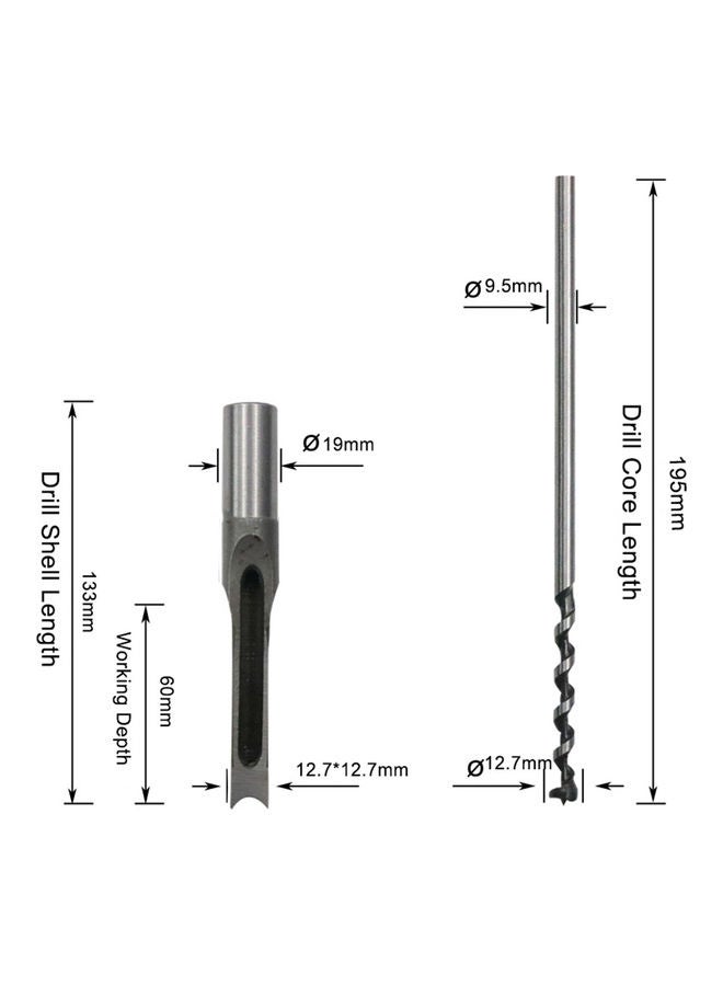 12.7mm Square Hole Drill DIY Woodworking Tool Silver 23.00X4.00X4.00cm - Image 2