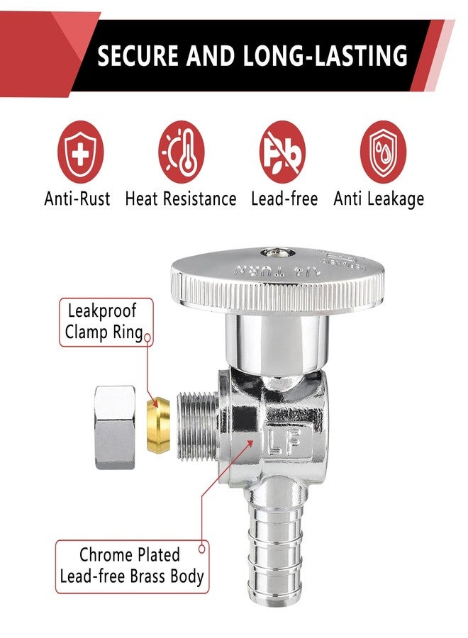 EFIELD 10-Pack EFIELD Shut off Valve 1/4 Turn Angle Stop Valve 3/8" OD Compression X 1/2" Pex Chrome Plated Brass,(VALVE076-10PCS) - Image 5