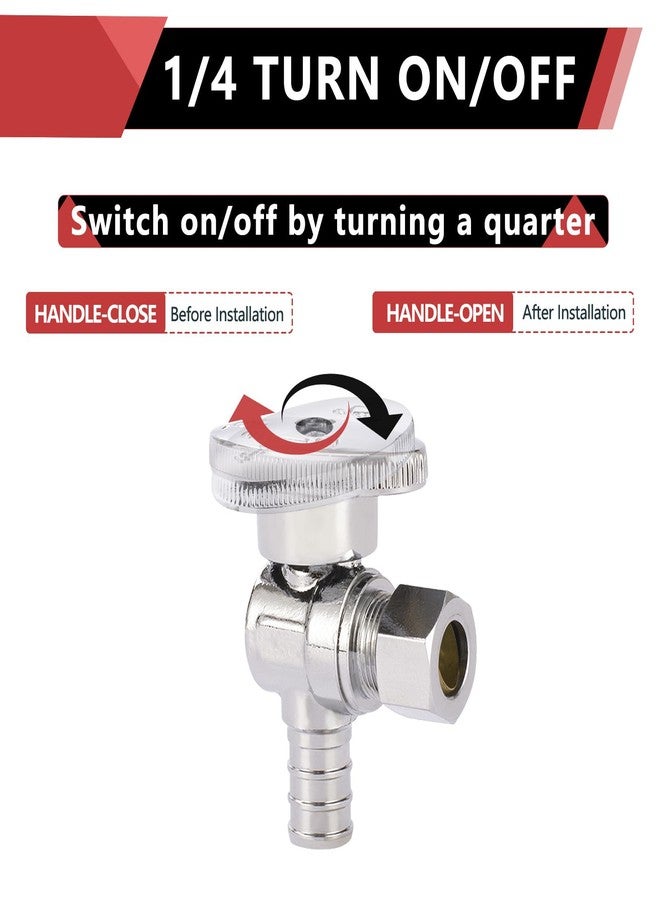 EFIELD 10-Pack EFIELD Shut off Valve 1/4 Turn Angle Stop Valve 3/8" OD Compression X 1/2" Pex Chrome Plated Brass,(VALVE076-10PCS) - Image 3