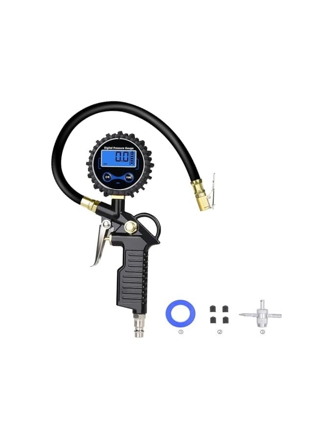 مقياس ضغط الإطارات الرقمي مع مضخة هواء، متين مع وصلة سريعة الاتصال - Image 1