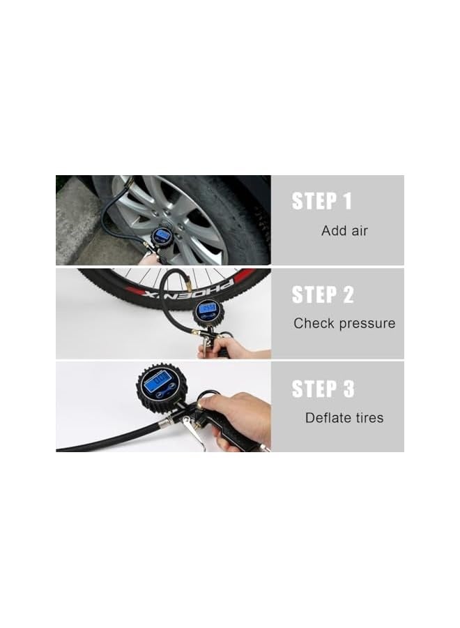 مقياس ضغط الإطارات الرقمي مع مضخة هواء، متين مع وصلة سريعة الاتصال - Image 5