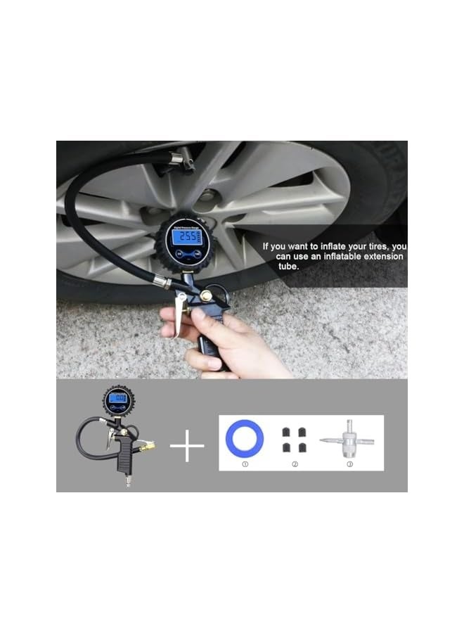مقياس ضغط الإطارات الرقمي مع مضخة هواء، متين مع وصلة سريعة الاتصال - Image 4
