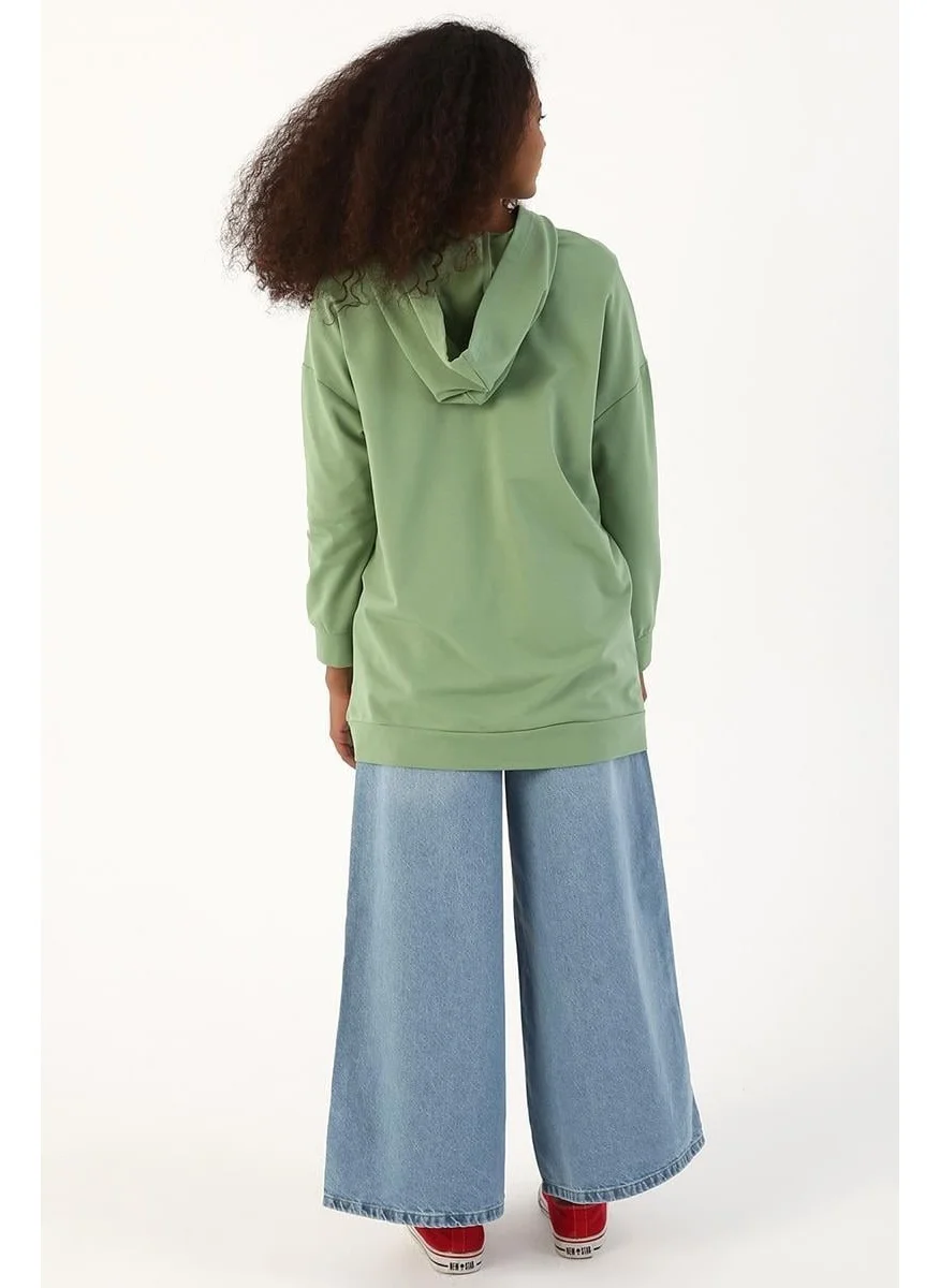 Allday Green-Zipped Sweat Cardigan