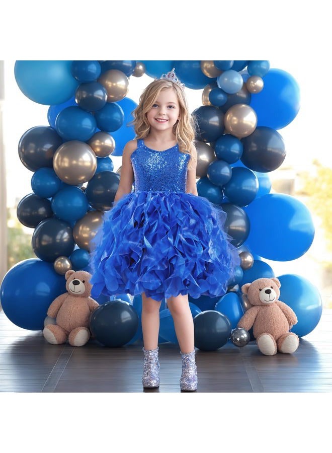Suppromo Girls Royal Blue Tutu Dress for Kids Birthday Party Sparkly Sequin Tulle Fairy Princess Dress for Baby Girls Prom Sneaker Ball Gown Outfit 6T - Image 2