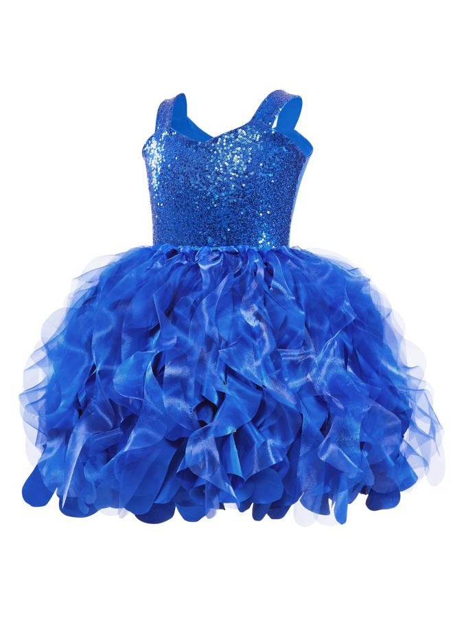 Suppromo Girls Royal Blue Tutu Dress for Kids Birthday Party Sparkly Sequin Tulle Fairy Princess Dress for Baby Girls Prom Sneaker Ball Gown Outfit 6T - Image 4