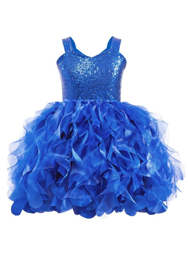 Suppromo Girls Royal Blue Tutu Dress for Kids Birthday Party Sparkly Sequin Tulle Fairy Princess Dress for Baby Girls Prom Sneaker Ball Gown Outfit 6T - Image 1